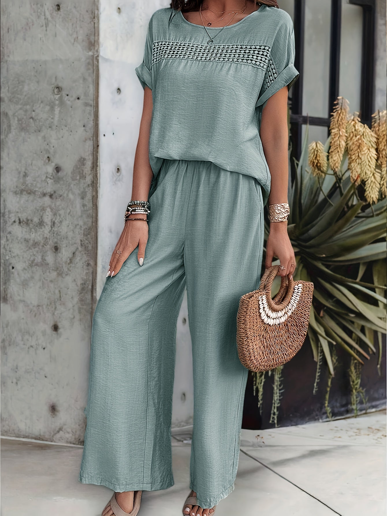 Cotton Blend Top and Trousers – Short Sleeves & Soft Fabric