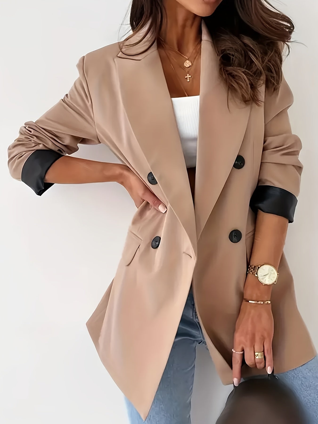 Double Breasted Blazer – Lapel Collar & Structured Fit